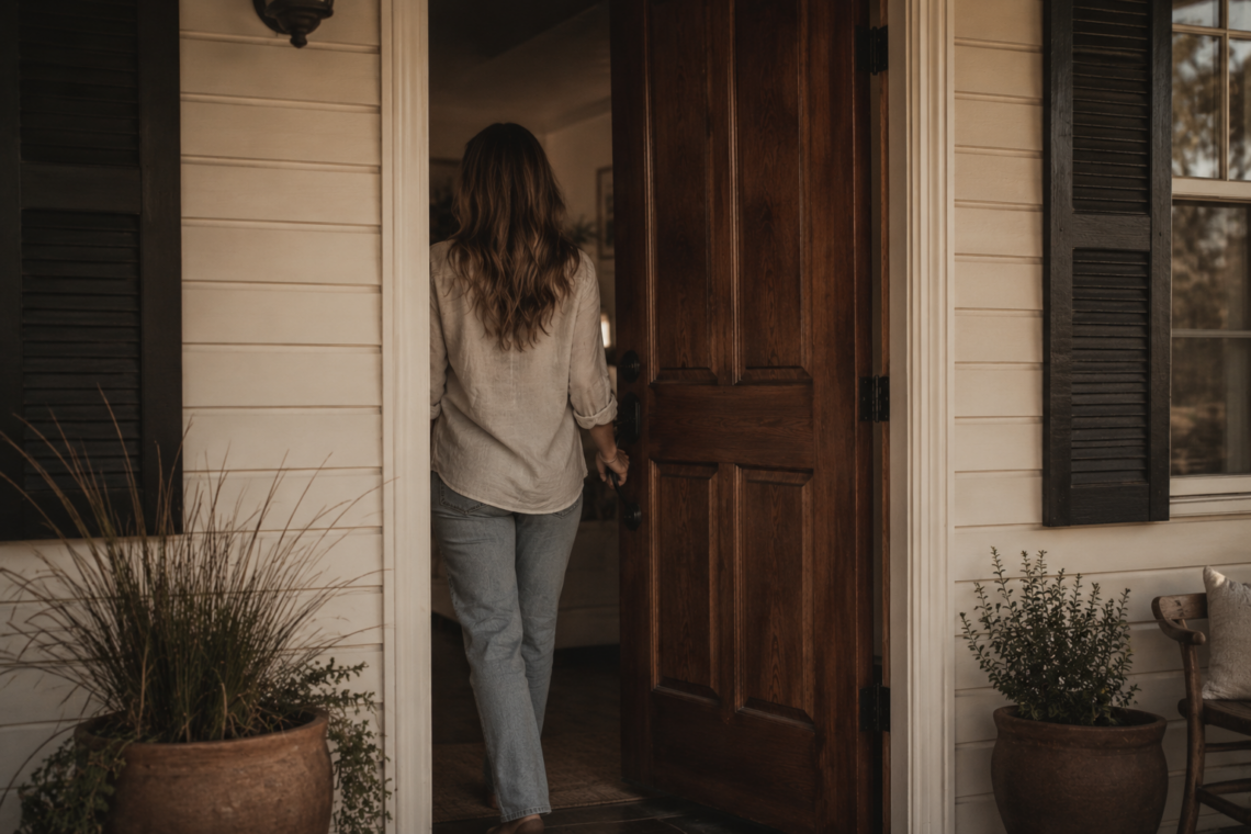 Woman walking in the house. Every Mile
